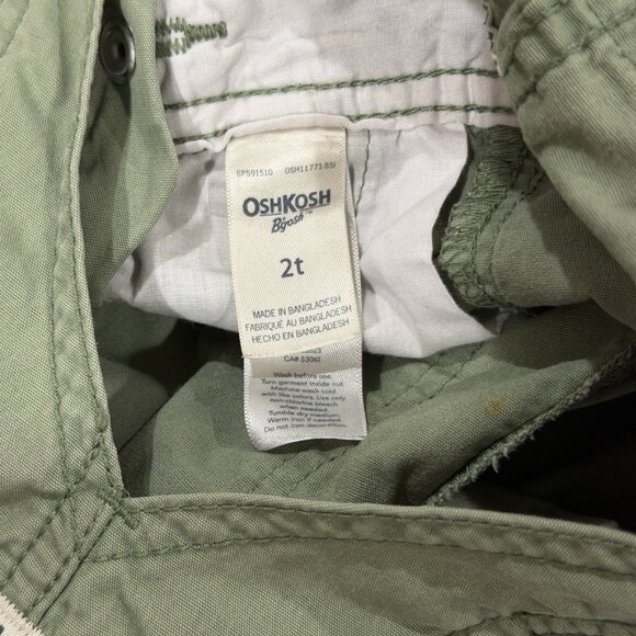 OshKosh B’gosh Sage Green Overalls 2T Floral Lined Stains Playwear - Picture 6 of 6